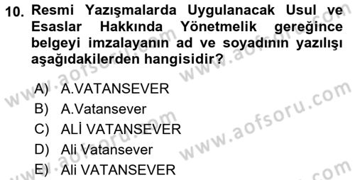 Hukuk Dili Ve Adli Yazışmalar Dersi 2018 - 2019 Yılı (Vize) Ara Sınav Soruları 10. Soru