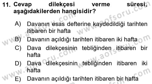 Hukuk Dili Ve Adli Yazışmalar Dersi 2018 - 2019 Yılı (Vize) Ara Sınav Soruları 11. Soru