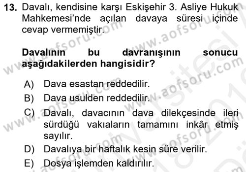 Hukuk Dili Ve Adli Yazışmalar Dersi 2018 - 2019 Yılı (Vize) Ara Sınav Soruları 13. Soru