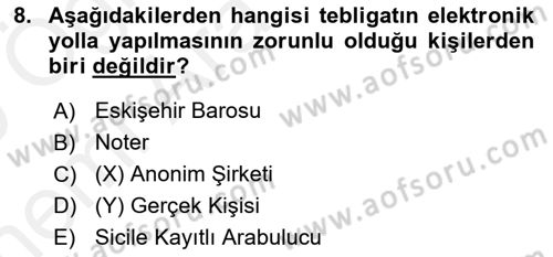 Hukuk Dili Ve Adli Yazışmalar Dersi 2018 - 2019 Yılı (Vize) Ara Sınav Soruları 8. Soru