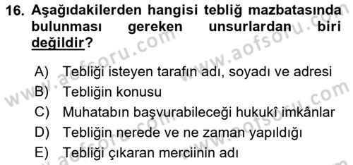Hukuk Dili Ve Adli Yazışmalar Dersi 2018 - 2019 Yılı (Final) Dönem Sonu Sınav Soruları 16. Soru