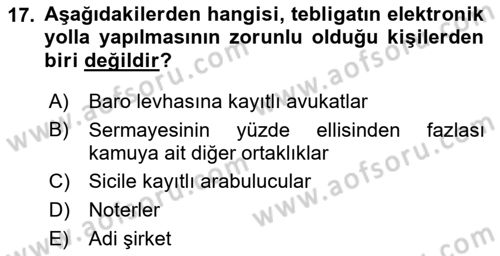 Hukuk Dili Ve Adli Yazışmalar Dersi 2018 - 2019 Yılı Yaz Okulu Sınavı 17. Soru