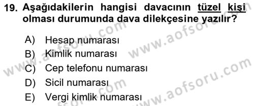 Hukuk Dili Ve Adli Yazışmalar Dersi 2020 - 2021 Yılı Yaz Okulu Sınavı 19. Soru