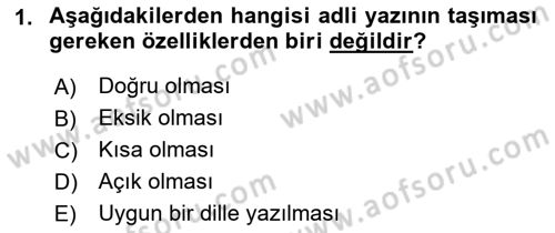 Hukuk Dili Ve Adli Yazışmalar Dersi 2021 - 2022 Yılı (Vize) Ara Sınavı 1. Soru