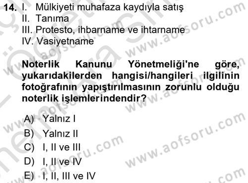 Hukuk Dili Ve Adli Yazışmalar Dersi 2021 - 2022 Yılı (Vize) Ara Sınavı 14. Soru