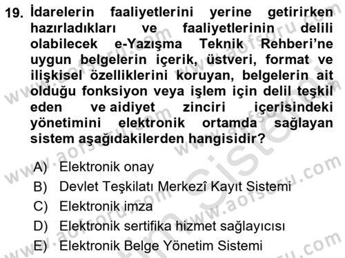 Hukuk Dili Ve Adli Yazışmalar Dersi 2021 - 2022 Yılı (Vize) Ara Sınavı 19. Soru