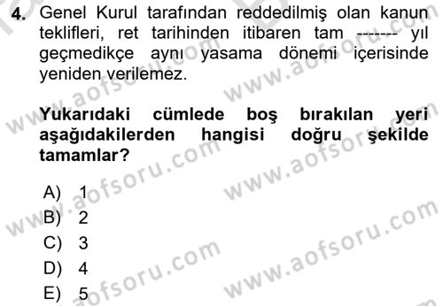 Hukuk Dili Ve Adli Yazışmalar Dersi 2021 - 2022 Yılı (Vize) Ara Sınavı 4. Soru