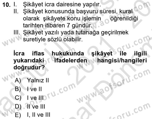 Hukuk Dili Ve Adli Yazışmalar Dersi 2021 - 2022 Yılı (Final) Dönem Sonu Sınavı 10. Soru