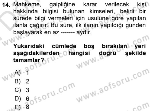 Hukuk Dili Ve Adli Yazışmalar Dersi 2021 - 2022 Yılı (Final) Dönem Sonu Sınav Soruları 14. Soru