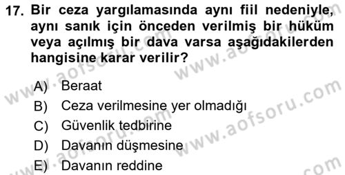 Hukuk Dili Ve Adli Yazışmalar Dersi 2021 - 2022 Yılı (Final) Dönem Sonu Sınav Soruları 17. Soru