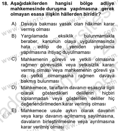 Hukuk Dili Ve Adli Yazışmalar Dersi 2021 - 2022 Yılı (Final) Dönem Sonu Sınav Soruları 18. Soru