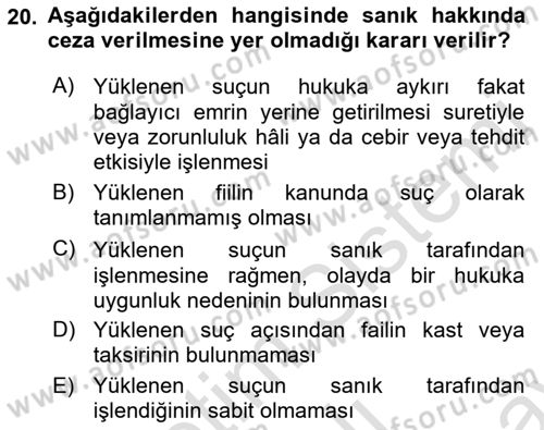 Hukuk Dili Ve Adli Yazışmalar Dersi 2021 - 2022 Yılı (Final) Dönem Sonu Sınav Soruları 20. Soru