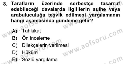 Hukuk Dili Ve Adli Yazışmalar Dersi 2021 - 2022 Yılı (Final) Dönem Sonu Sınavı 8. Soru