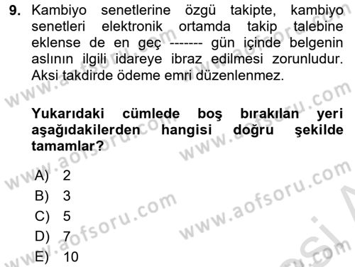 Hukuk Dili Ve Adli Yazışmalar Dersi 2021 - 2022 Yılı (Final) Dönem Sonu Sınav Soruları 9. Soru