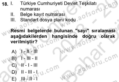 Hukuk Dili Ve Adli Yazışmalar Dersi 2023 - 2024 Yılı (Vize) Ara Sınav Soruları 18. Soru