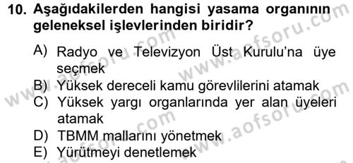 İdari Yargı Dersi 2012 - 2013 Yılı (Vize) Ara Sınav Soruları 10. Soru