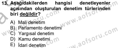 İdari Yargı Dersi 2012 - 2013 Yılı (Vize) Ara Sınav Soruları 13. Soru