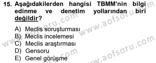 İdari Yargı Dersi 2012 - 2013 Yılı (Vize) Ara Sınav Soruları 15. Soru