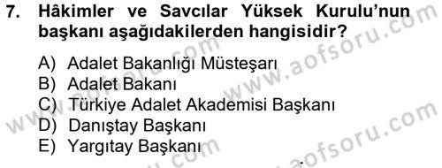 İdari Yargı Dersi 2012 - 2013 Yılı (Vize) Ara Sınav Soruları 7. Soru