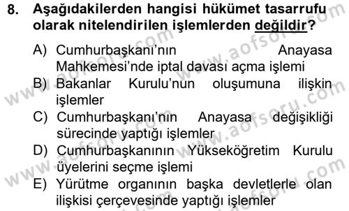 İdari Yargı Dersi 2012 - 2013 Yılı (Vize) Ara Sınav Soruları 8. Soru