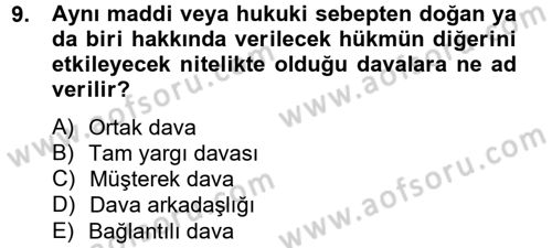 İdari Yargı Dersi 2012 - 2013 Yılı (Final) Dönem Sonu Sınav Soruları 9. Soru