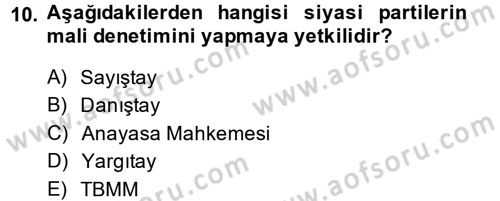 İdari Yargı Dersi 2013 - 2014 Yılı (Vize) Ara Sınav Soruları 10. Soru