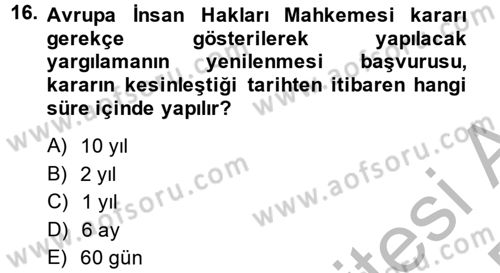 İdari Yargı Dersi 2013 - 2014 Yılı (Final) Dönem Sonu Sınav Soruları 16. Soru