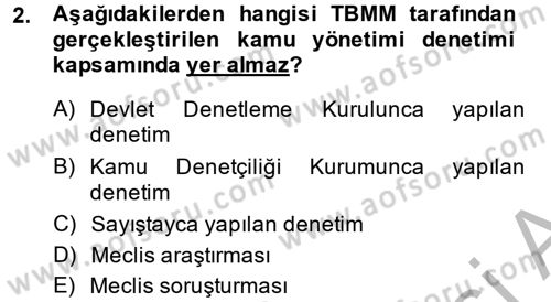 İdari Yargı Dersi 2013 - 2014 Yılı (Final) Dönem Sonu Sınav Soruları 2. Soru