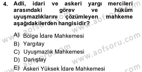 İdari Yargı Dersi 2013 - 2014 Yılı (Final) Dönem Sonu Sınav Soruları 4. Soru