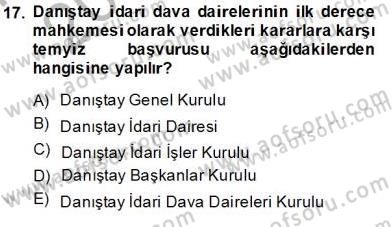 İdari Yargı Dersi 2013 - 2014 Yılı Tek Ders Sınav Soruları 17. Soru