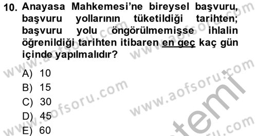 İdari Yargı Dersi 2014 - 2015 Yılı (Vize) Ara Sınav Soruları 10. Soru