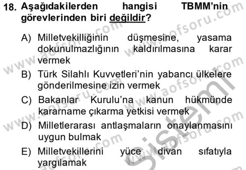 İdari Yargı Dersi 2014 - 2015 Yılı (Vize) Ara Sınav Soruları 18. Soru