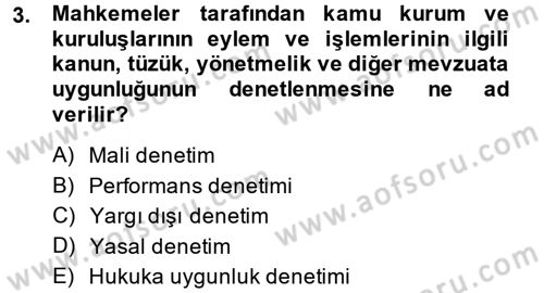 İdari Yargı Dersi 2014 - 2015 Yılı (Vize) Ara Sınav Soruları 3. Soru