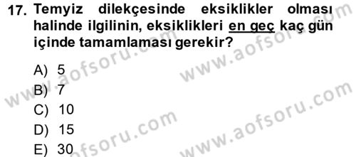 İdari Yargı Dersi 2014 - 2015 Yılı (Final) Dönem Sonu Sınav Soruları 17. Soru