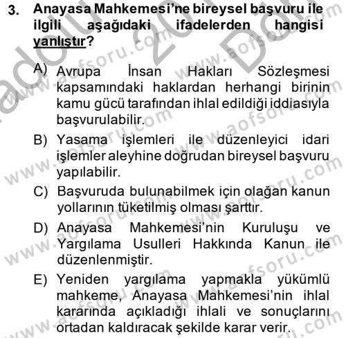 İdari Yargı Dersi 2014 - 2015 Yılı (Final) Dönem Sonu Sınav Soruları 3. Soru