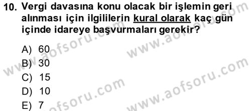 İdari Yargı Dersi 2014 - 2015 Yılı Tek Ders Sınav Soruları 10. Soru