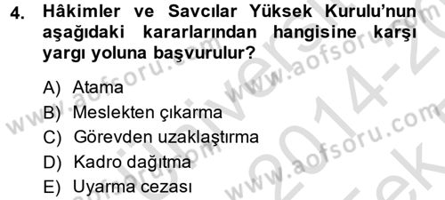 İdari Yargı Dersi 2014 - 2015 Yılı Tek Ders Sınav Soruları 4. Soru