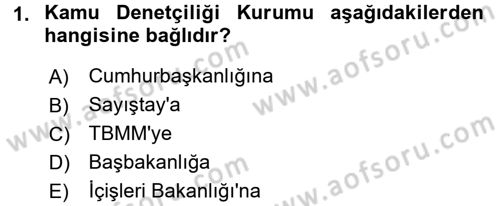İdari Yargı Dersi 2015 - 2016 Yılı (Vize) Ara Sınav Soruları 1. Soru