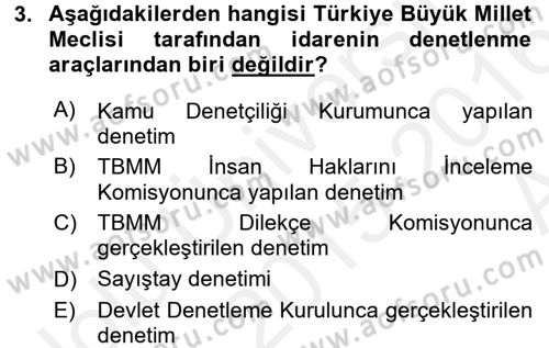 İdari Yargı Dersi 2015 - 2016 Yılı (Vize) Ara Sınav Soruları 3. Soru