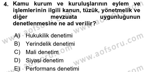 İdari Yargı Dersi 2015 - 2016 Yılı (Vize) Ara Sınav Soruları 4. Soru