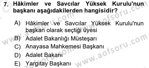 İdari Yargı Dersi 2015 - 2016 Yılı (Vize) Ara Sınav Soruları 7. Soru