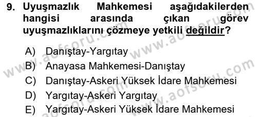 İdari Yargı Dersi 2015 - 2016 Yılı (Vize) Ara Sınav Soruları 9. Soru