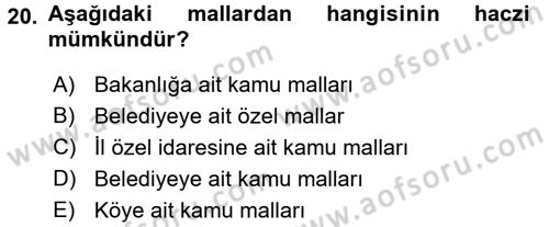 İdari Yargı Dersi 2015 - 2016 Yılı (Final) Dönem Sonu Sınav Soruları 20. Soru