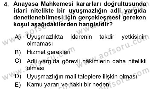 İdari Yargı Dersi 2015 - 2016 Yılı (Final) Dönem Sonu Sınav Soruları 4. Soru