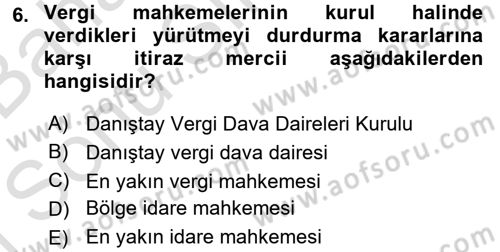 İdari Yargı Dersi 2015 - 2016 Yılı (Final) Dönem Sonu Sınav Soruları 6. Soru