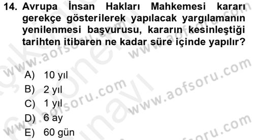 İdari Yargı Dersi 2015 - 2016 Yılı Tek Ders Sınav Soruları 14. Soru