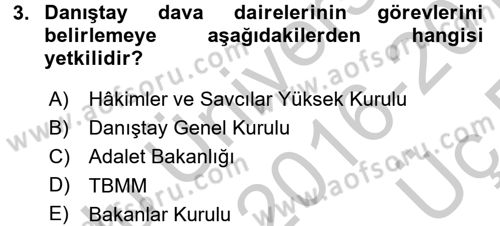 İdari Yargı Dersi 2016 - 2017 Yılı 3 Ders Sınavı 3. Soru