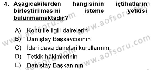 İdari Yargı Dersi 2017 - 2018 Yılı 3 Ders Sınav Soruları 4. Soru
