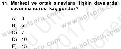 İdari Yargı Dersi 2017 - 2018 Yılı (Final) Dönem Sonu Sınav Soruları 11. Soru