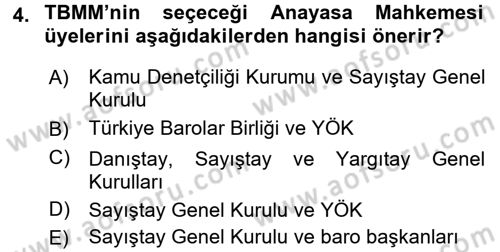 İdari Yargı Dersi 2017 - 2018 Yılı (Final) Dönem Sonu Sınav Soruları 4. Soru